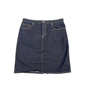 VTG Ralph Lauren Jeans Co Denim Jean Skirt Knee Length Sz 14 Y2K Logo Preppy
